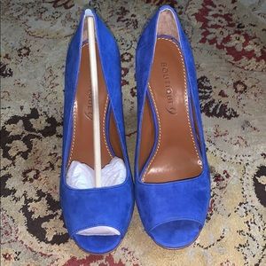 ELECTRIC BLUE OPEN TOE BLOCK HEEL